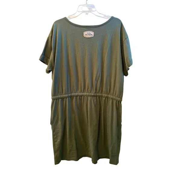 Disney Parks Enchanted Tiki Room Embroidered Parrot Dress Olive Green XL Pockets - Picture 2 of 9